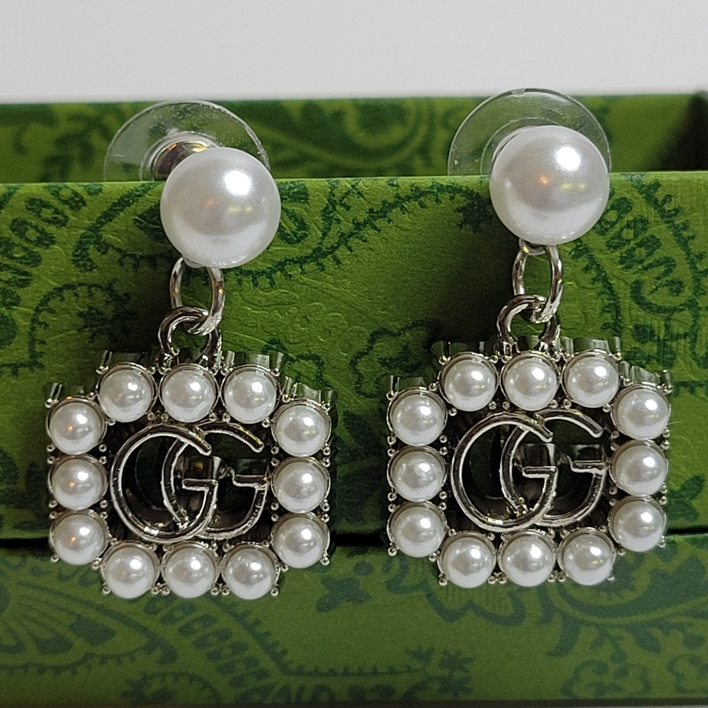 Silver Pearl Gucci, Zipper Pulls, Earings